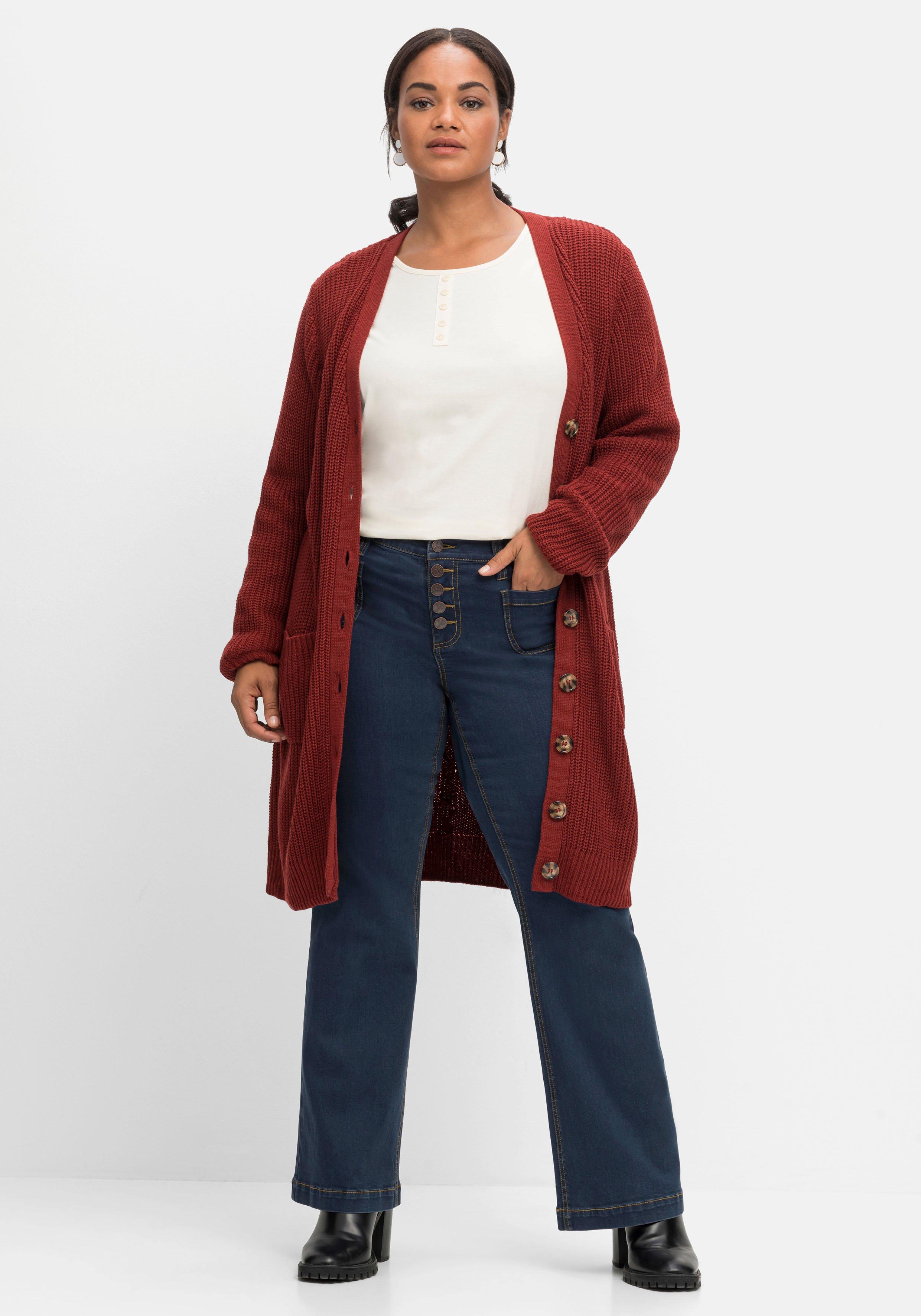 Longstrickjacke mit tiefem V-Ausschnitt, soft