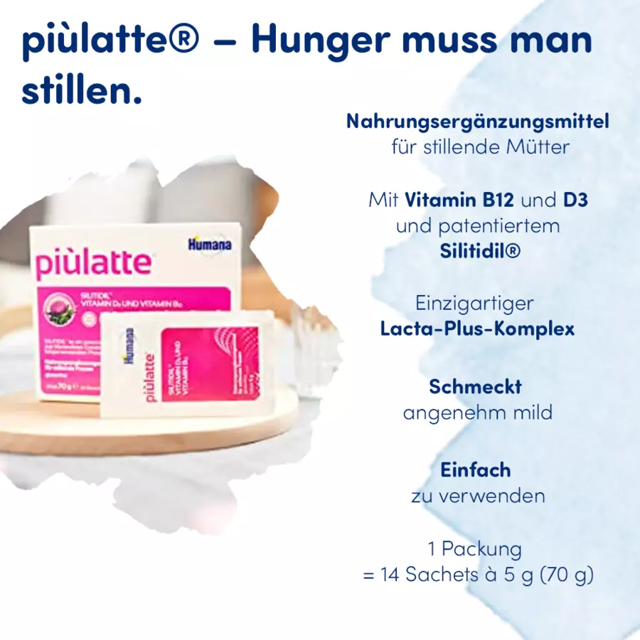 Humana Nahrungsergänzungsmittel piùlatte für die Stillzeit 14 Beutel