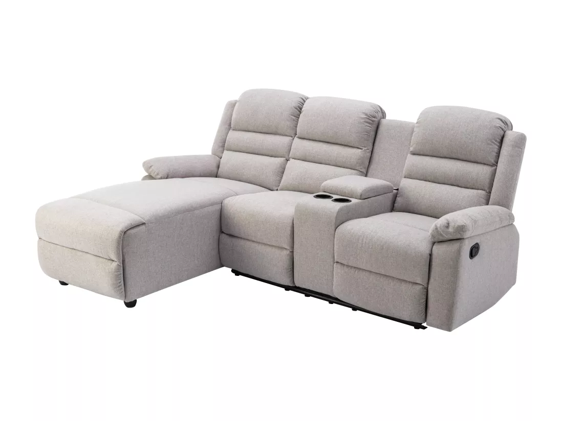 Canapé d'angle gauche relax en tissu beige MACEDONIA