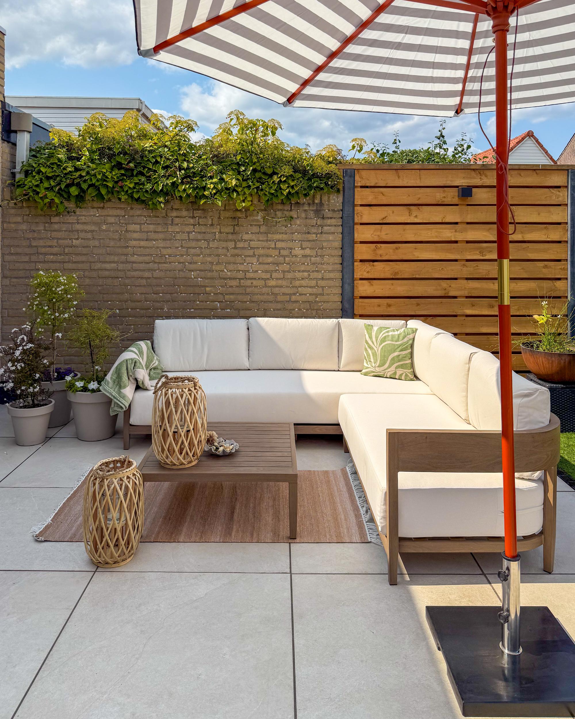 Tuin hoekloungeset met tafel 5-zits SAMPIERI linkszijdig Metaal Bruin
