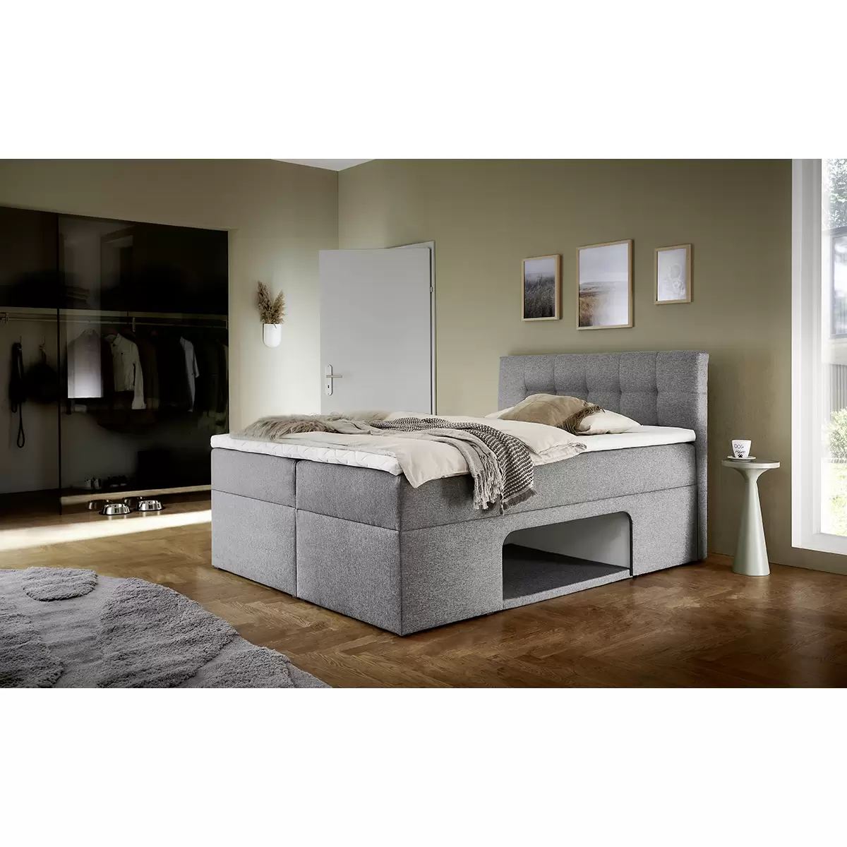 Boxbett Petty I 160x200 Hellgrau
