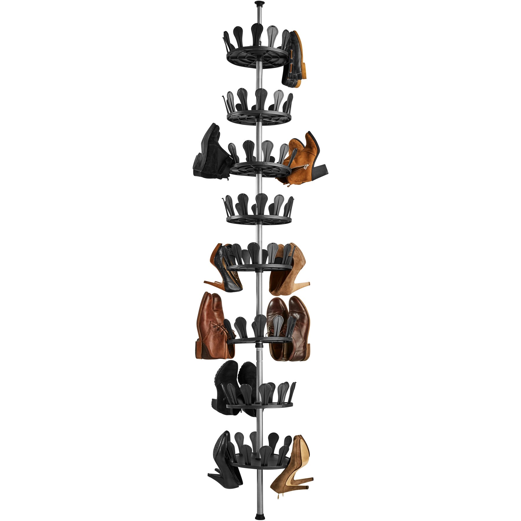 tectake® Schuhkarussell, Kunststoff und Stahl, höhenverstellbar mit Klemmmechanismus, 26,5 x 100-300 cm