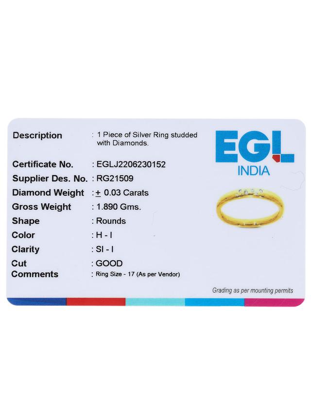 Band-Ring, 6 Brillanten, 0,030 ct., Silber 925 vergoldet
