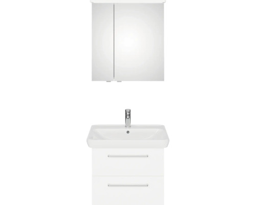 Pelipal Sunline 105 badkamermeubelset (B x H x D 69 x 200 x 48,5 cm), hoogglans witte fronten, met keramische wastafel, badmeubel en spiegelkast met LED-verlichting