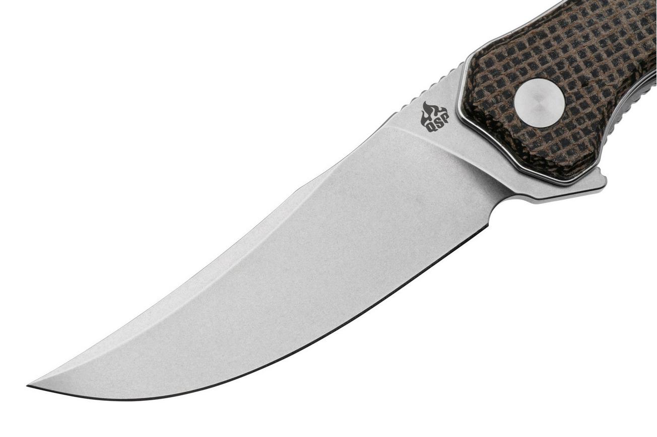 QSP Knife Walrus QS151-B1 Satin, Dark Brown Rough Micarta, zakmes