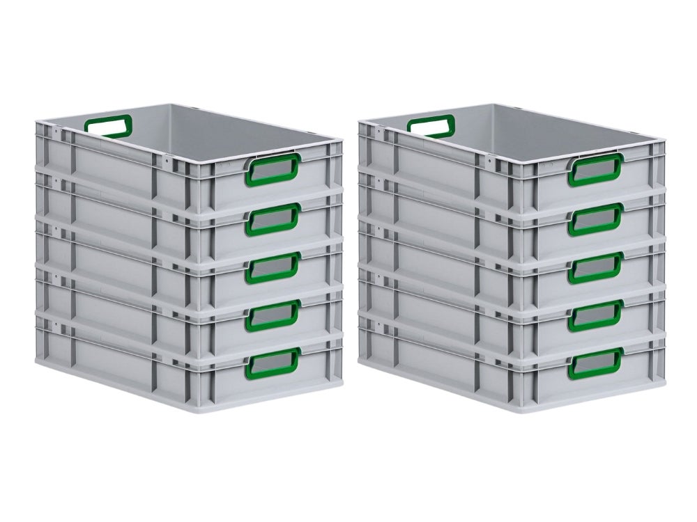 PROREGAL Eurobox Nextgen Kleur HxBxD 12 x 40 x 60 cm 23 liter Handgrepen Groen Open gladde bodem Euro container transportbox