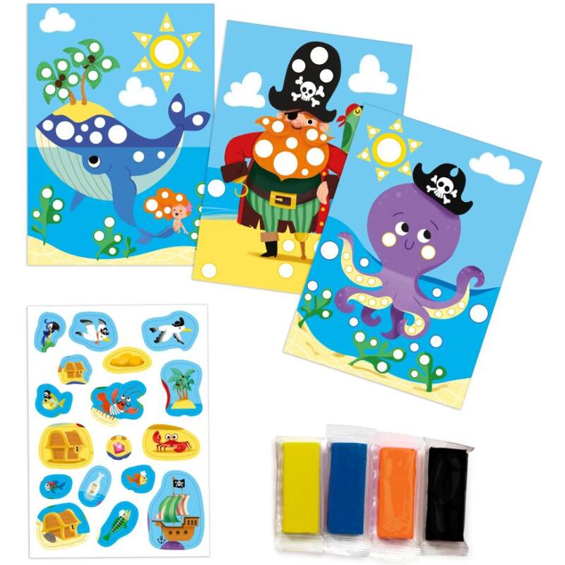 Boîte créative, Pâte à modeler et gommettes, Pirates - Bleu