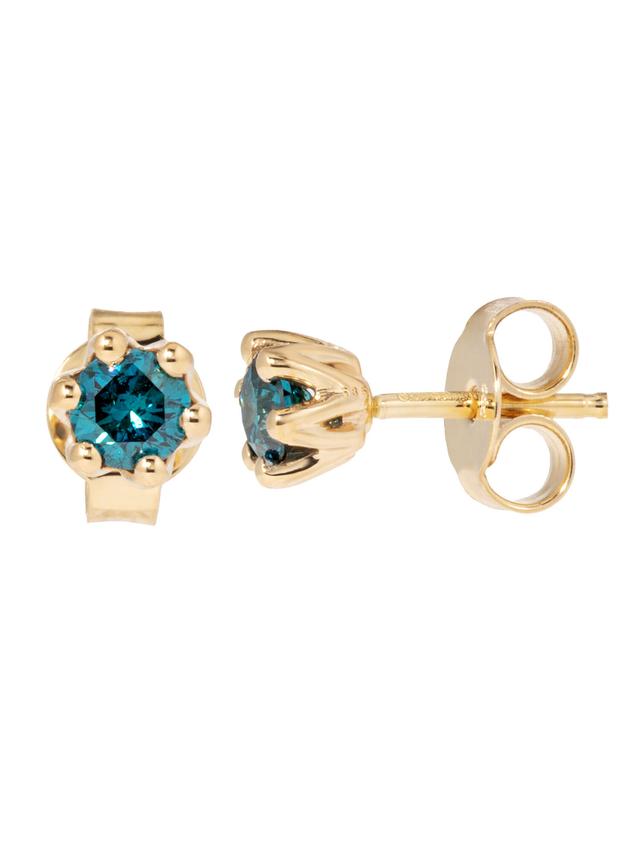 Ohrstecker, 2 Brillanten, blau, ges. 0,50 ct., SI