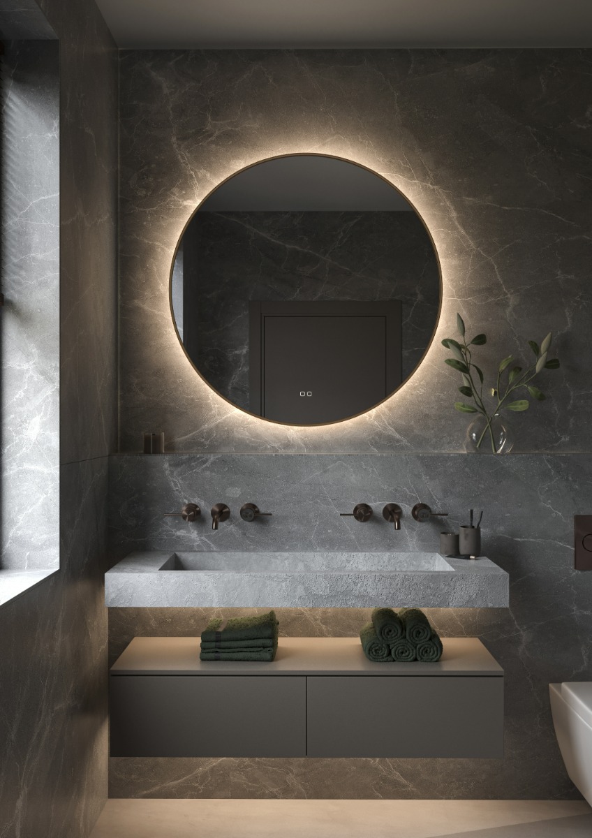 Hipp Design 013 Phantom spiegel brons met verlichting en verwarming 60x60cm