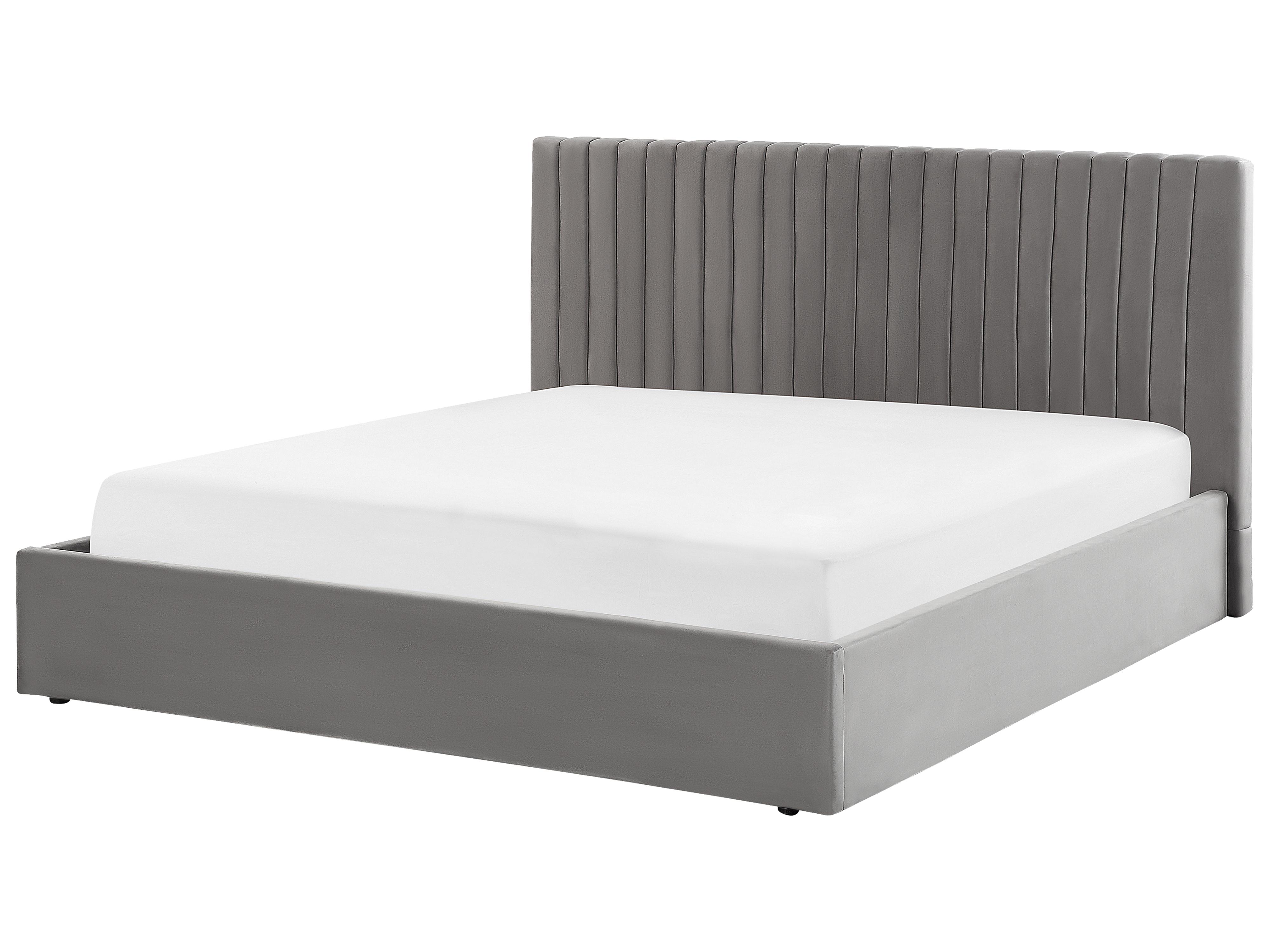 Bed met opbergruimte Fluweel VION 180 x 200 cm Grijs
