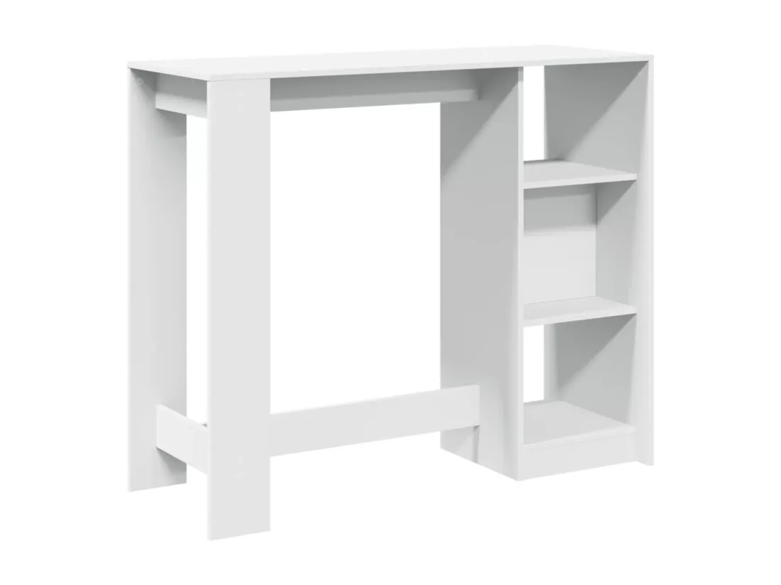 Table de bar et étagère blanc 124x46x103,5 cm bois d'ingénierie