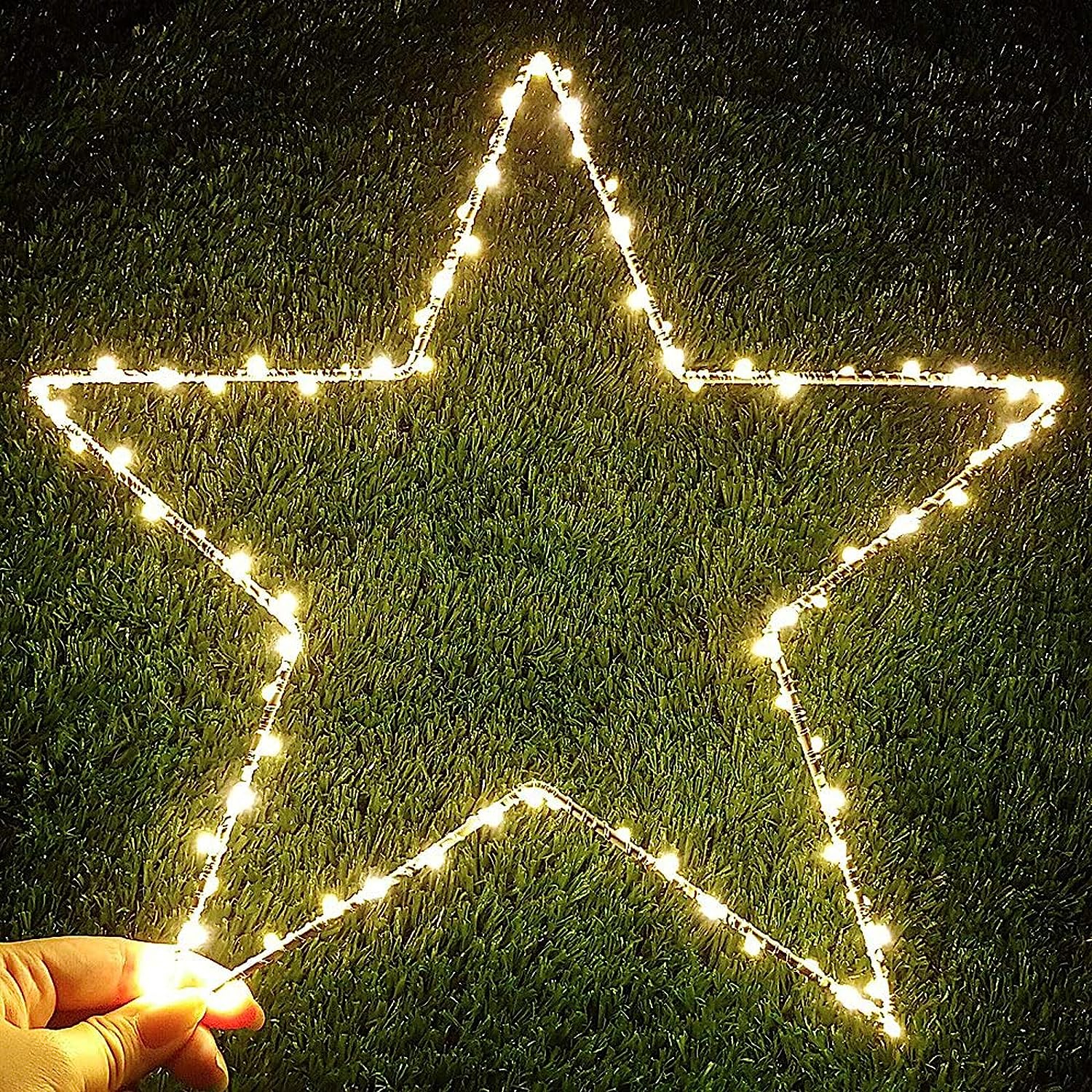 (25x25cm) Weihnachts LED Deko Licht Stern Hängelampe (Batteriebetrieben) - Warmweiss