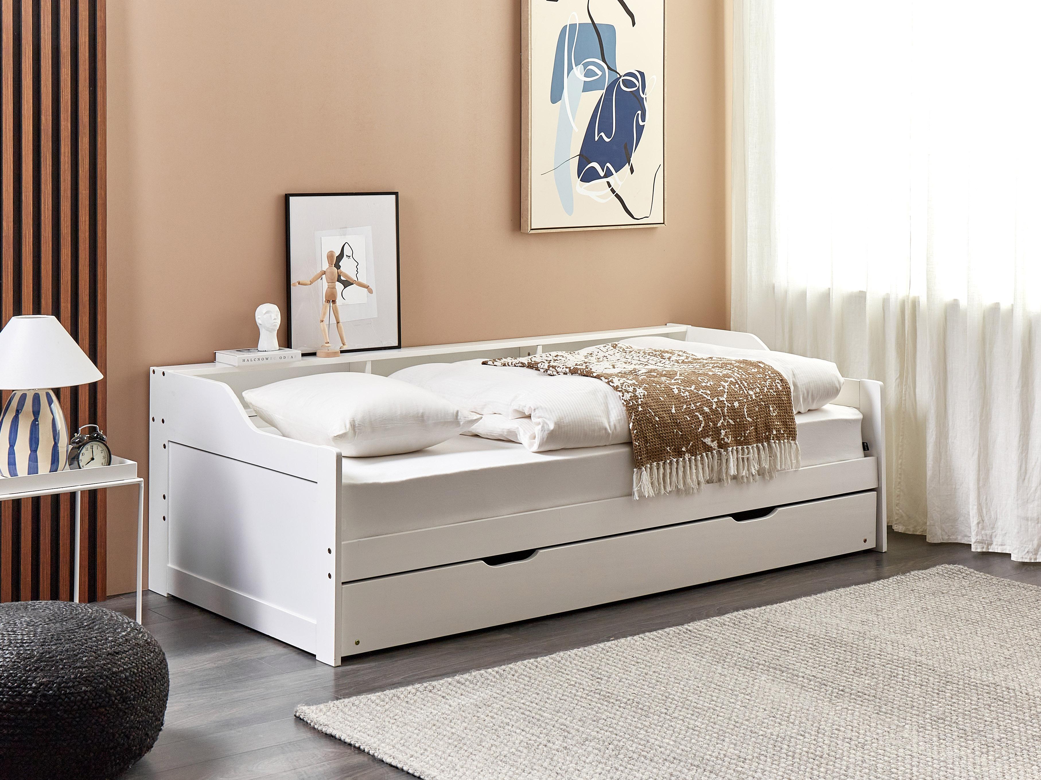 Onderschuifbed Dennenhout EDERN 90 x 200 cm Wit
