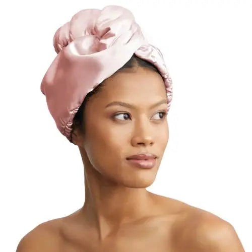 Satin Wrapped Microfiber Hair Towel Blush