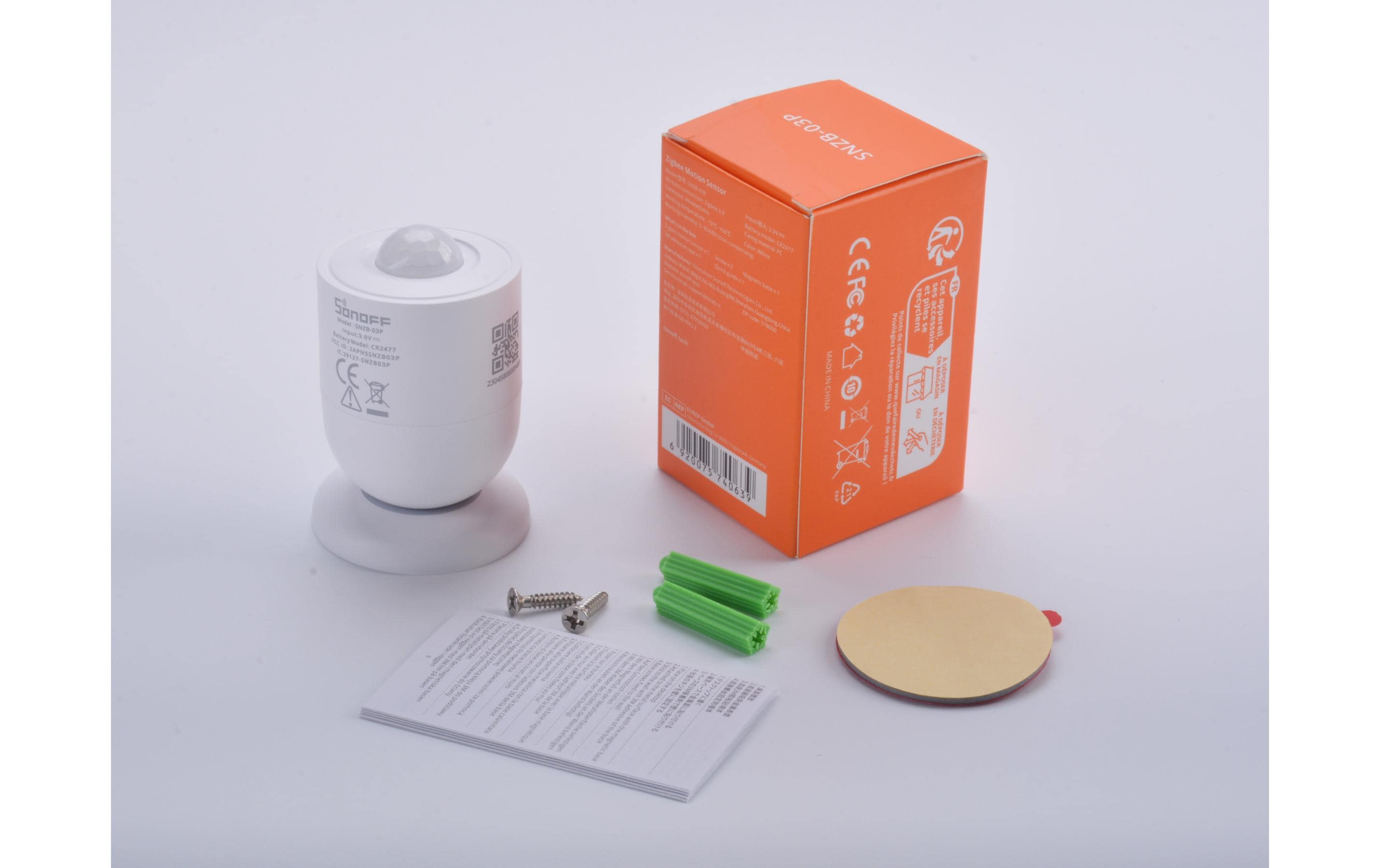 Bewegungsmelder SNZB-03P DC 3 V (mit 1xCR2477 Batterie)Zigbee Wireless-Schalter