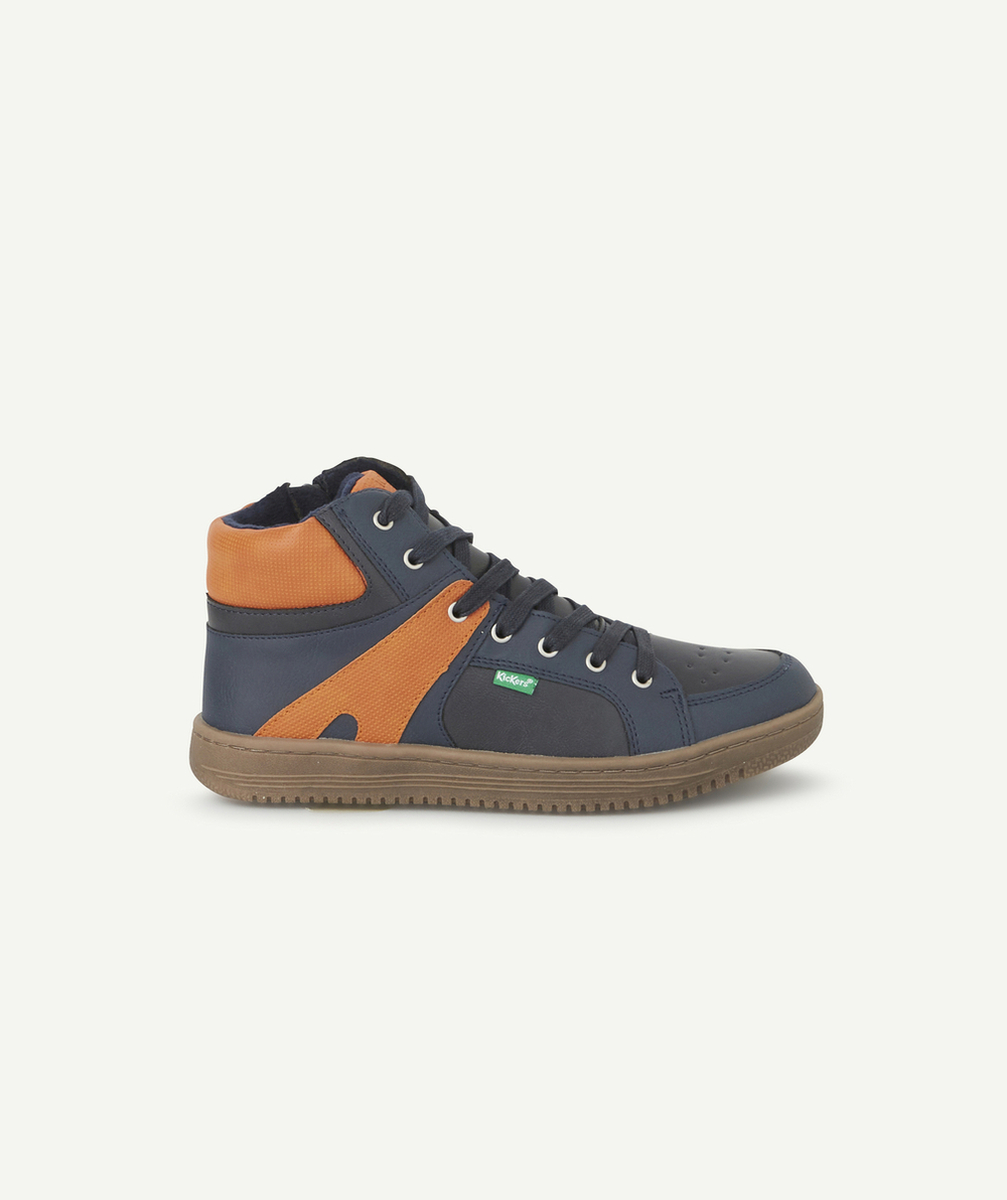 KICKERSLES BASKETS MONTANTES GARÇON MARINE ET ORANGE