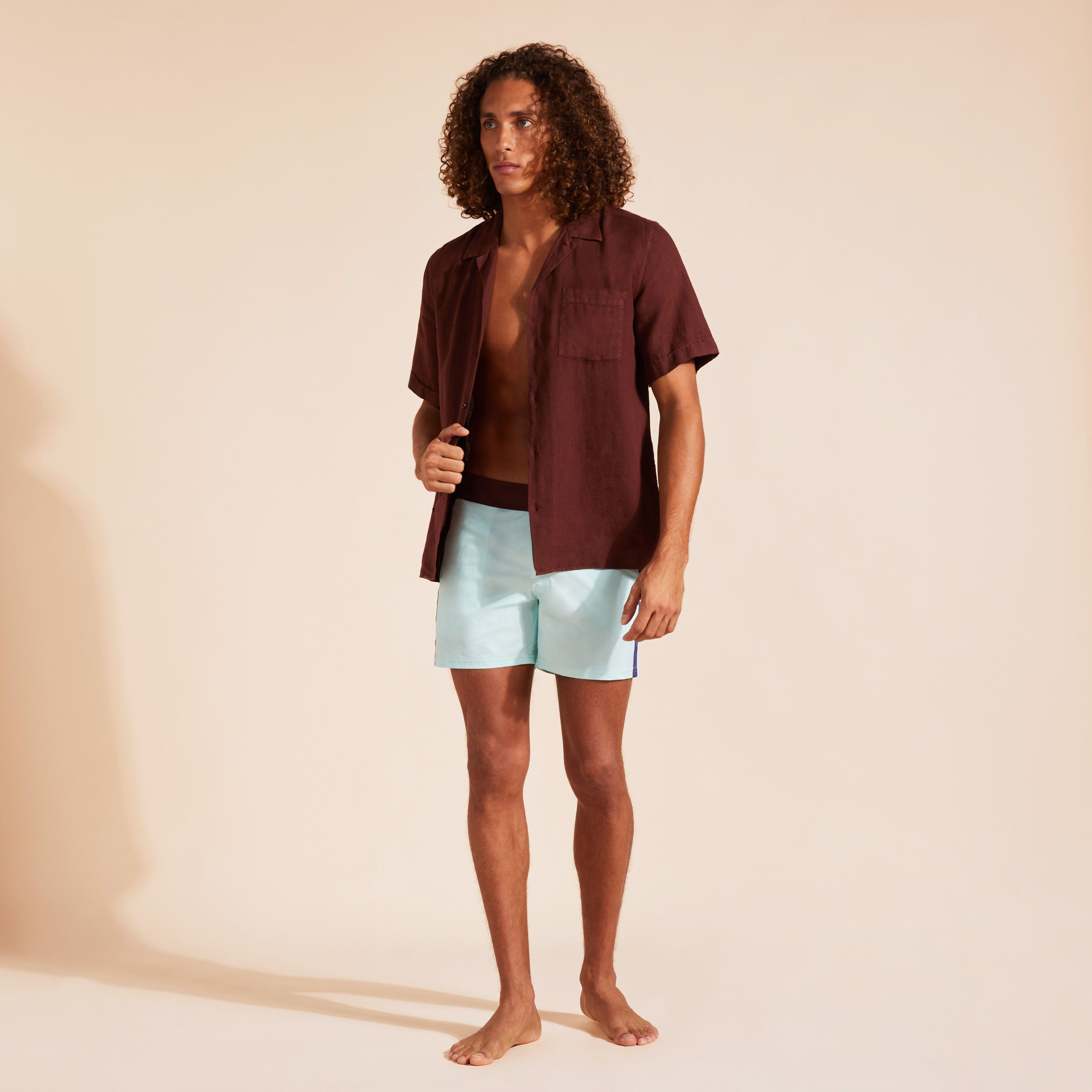 Maillot de bain Court Stretch Ceinture Plate Homme Color Block