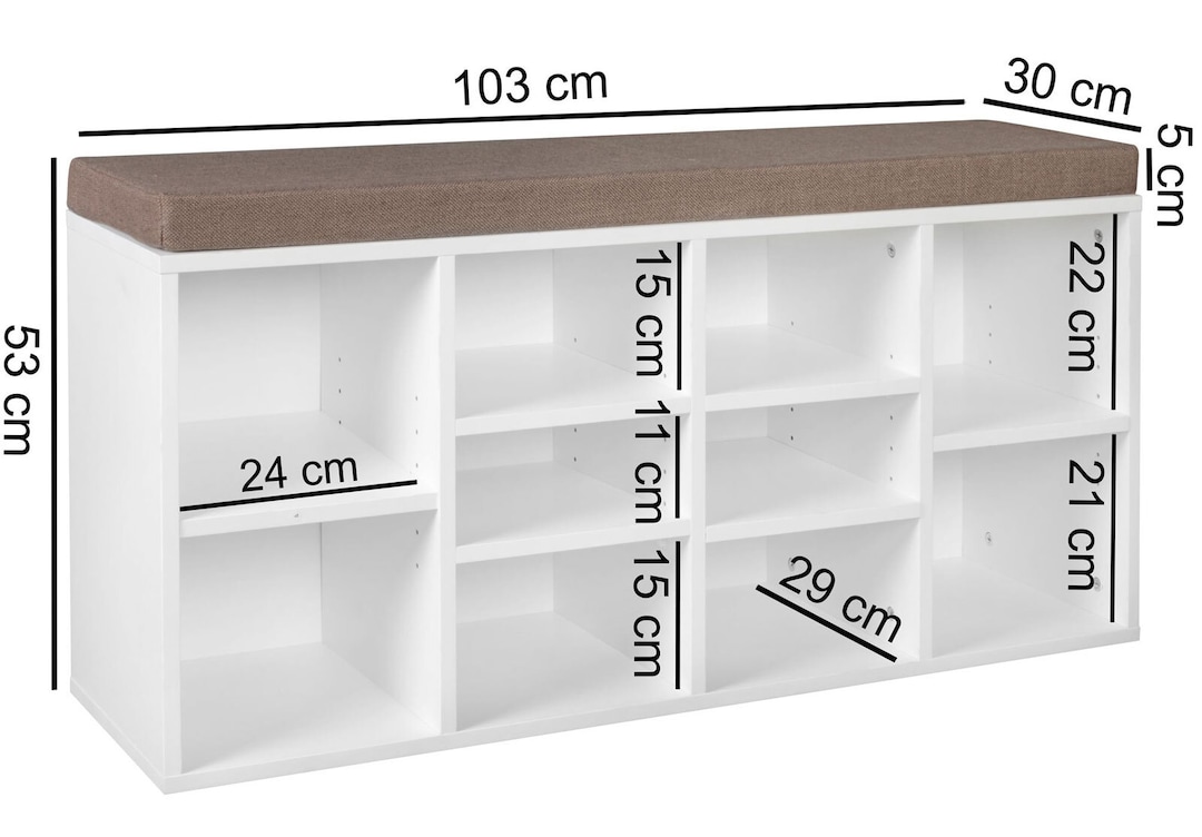 Garderobenbank Atony103 x 53 cm braun/weiß
