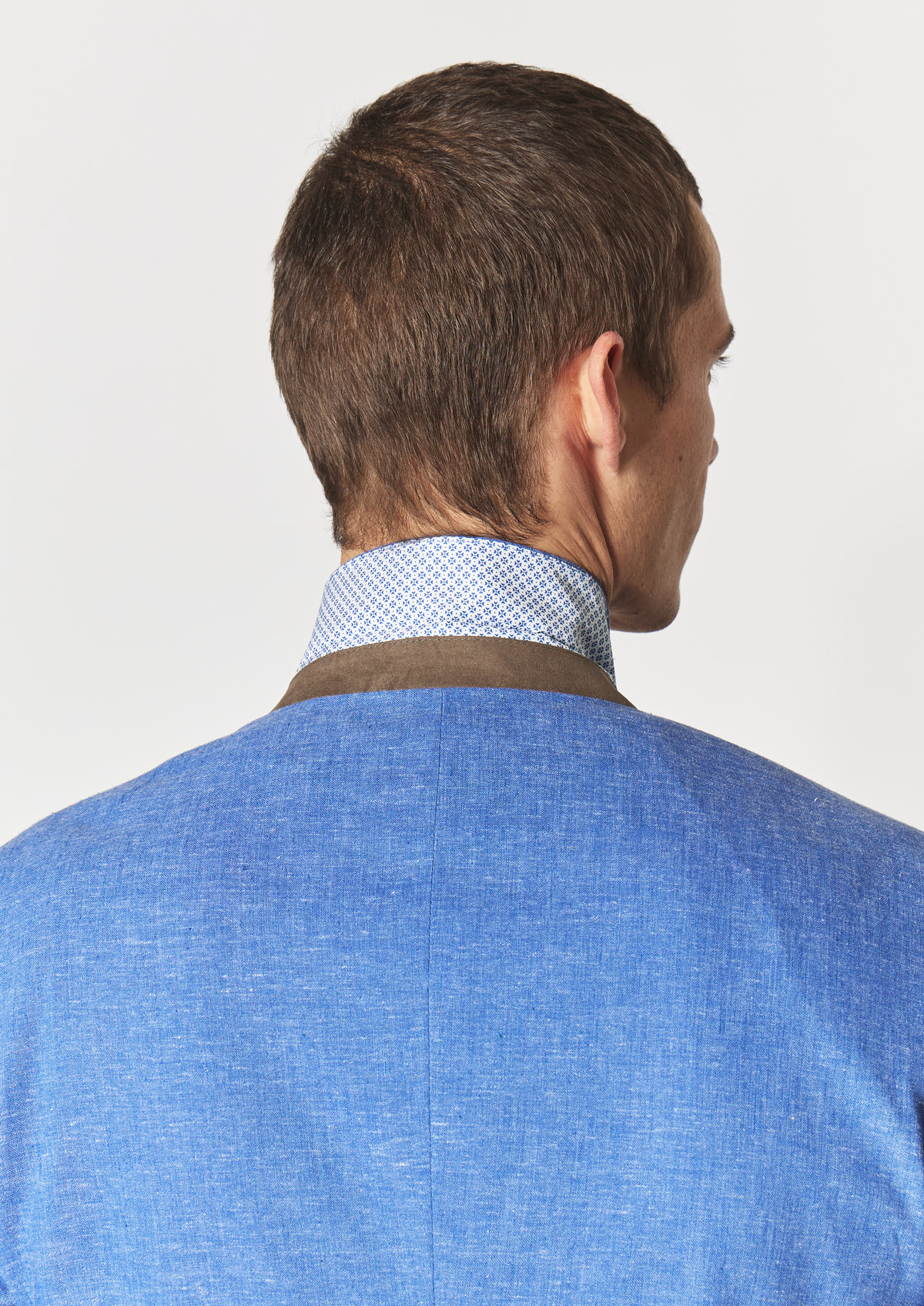 Veste coordonnable Regular en lin mélangé uni bleu chambray