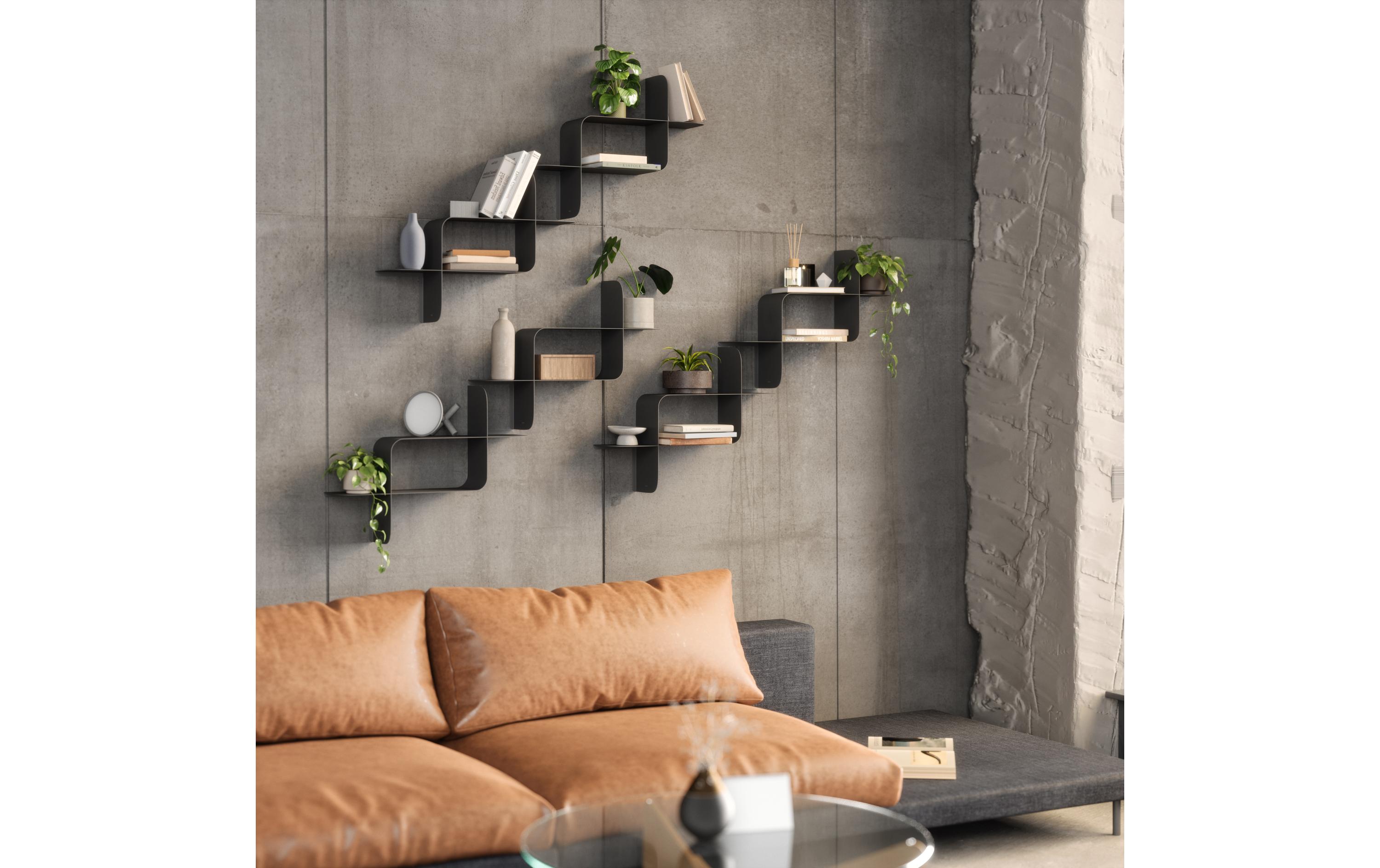 Wandregal Montage 2er-Set, Schwarz<br>Metallregale