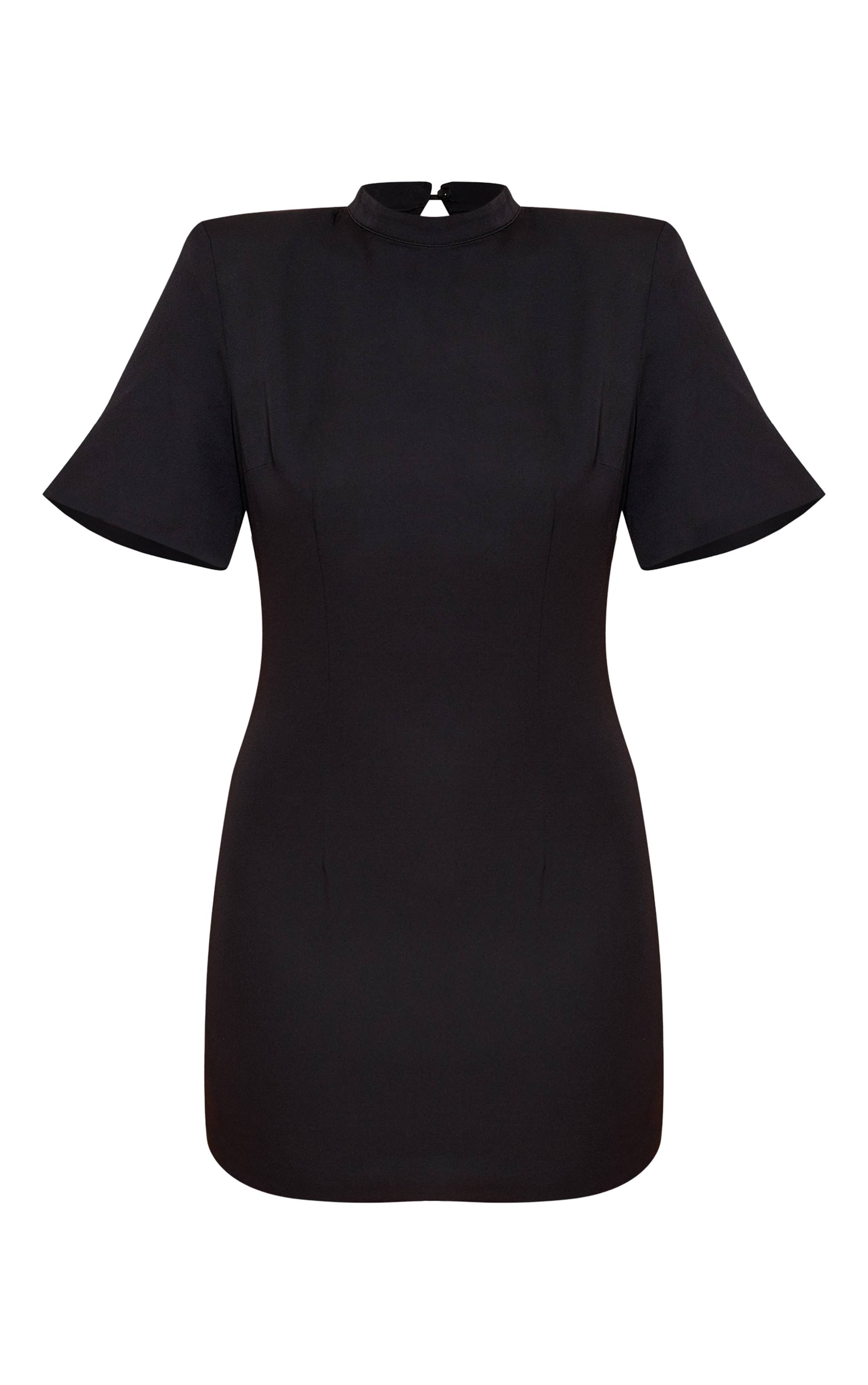 Noir Robe Mini Cintrée Dos Nu En Tissu Tissé