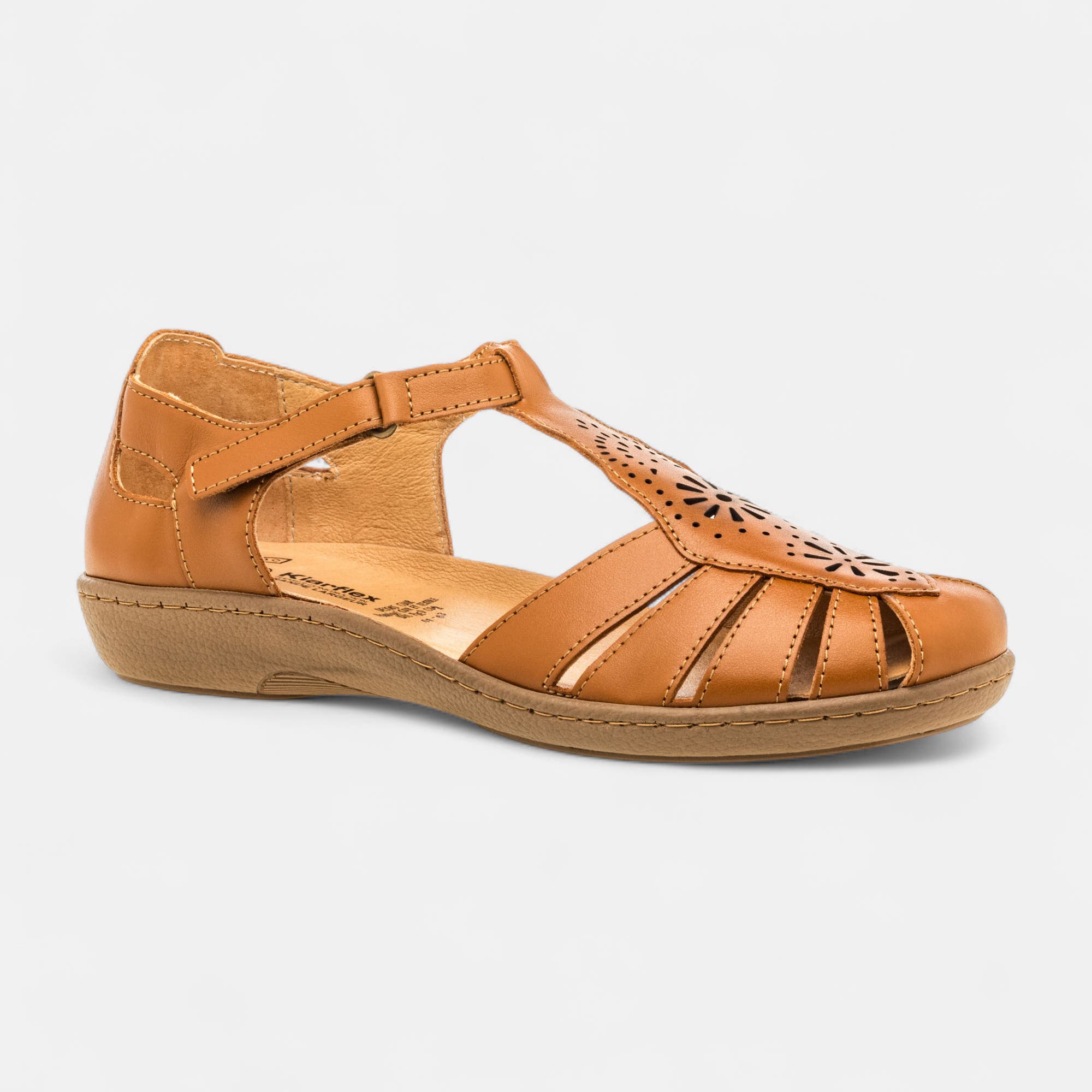 Nu-pieds confort Femme en cuir cognac