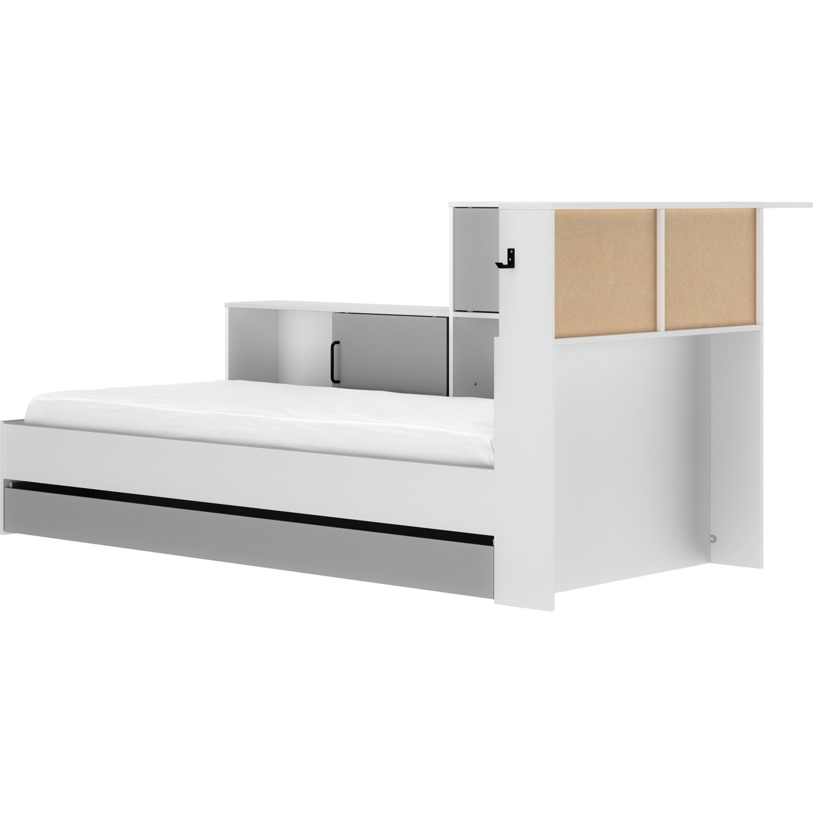 Bett Erwan Dekor weiss/grau 90 x 200 cm, mit Stauraum