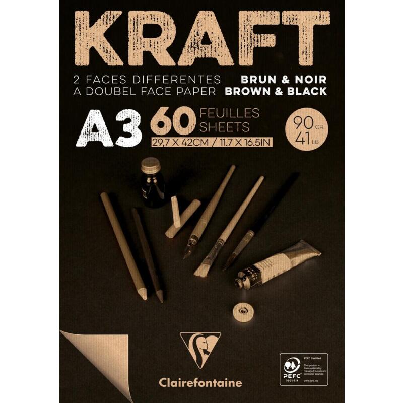 Kraft bi-face bloc collé 60F A3 90g