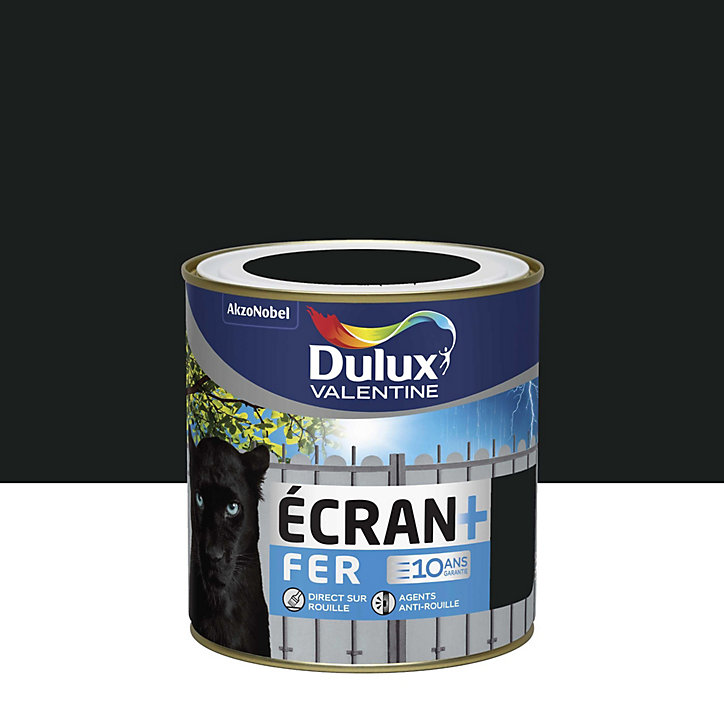 Peinture extérieure Ecran+ Fer protection antirouille Dulux Valentine brillant noir RAL 9005 0,5L