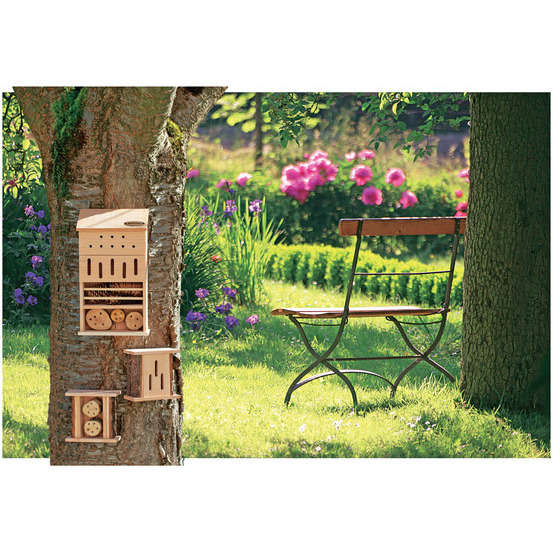 Hôtel à insectes, en bois Douglas: Tour 4 étages L21 x P12 x H38cm