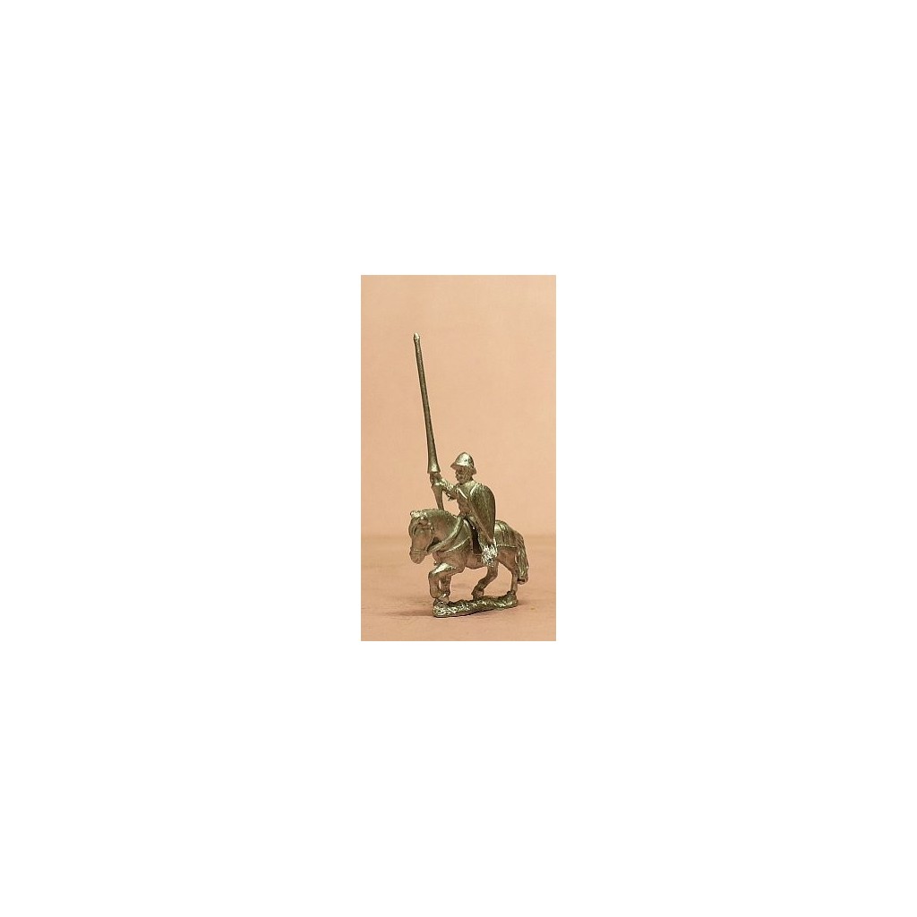Mounted Knights, 1200-1350AD with Kite Shield & Lance, in Kettle Helms on Unarmoured Horse