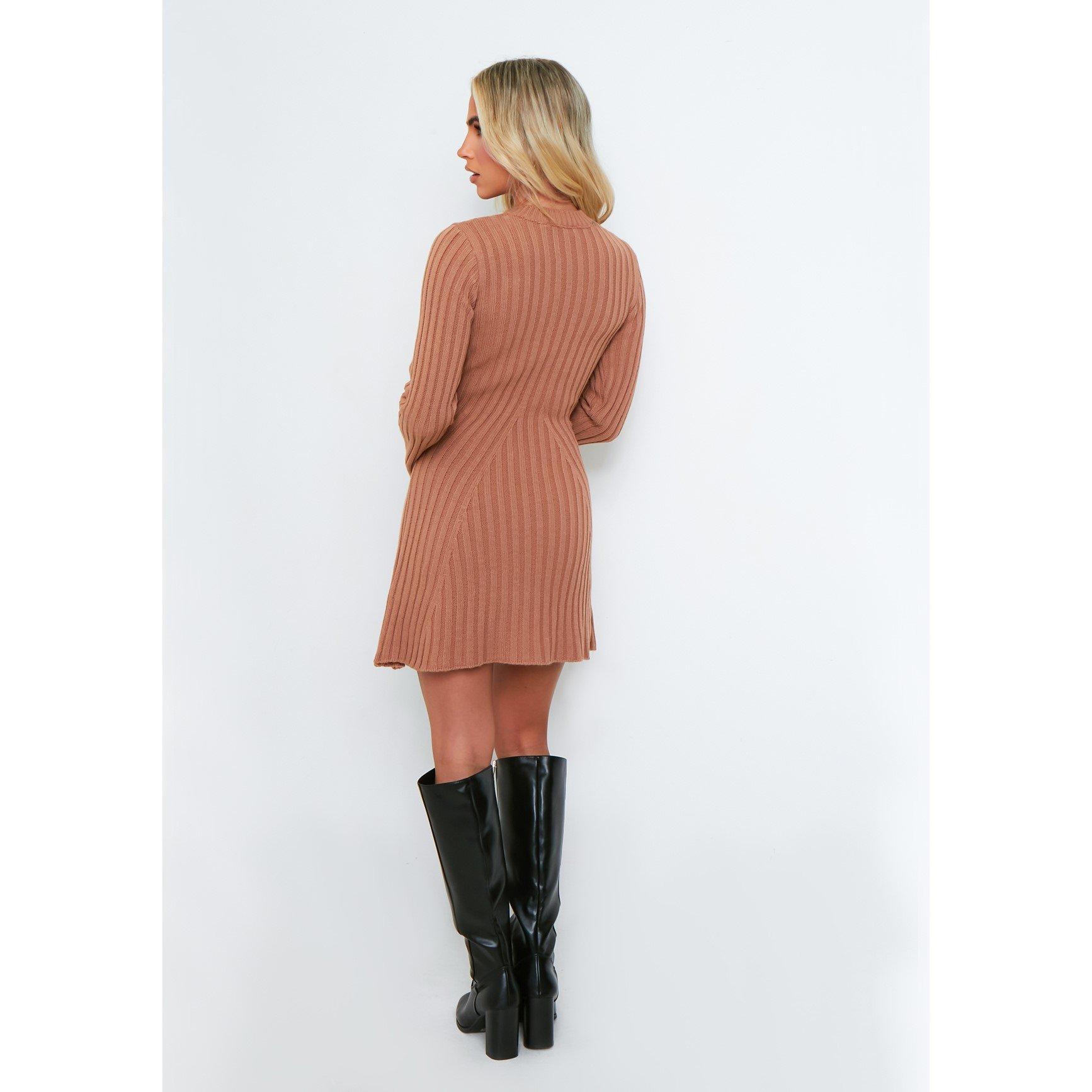 Missy Empire ME Rib Knit Flare Mini Dress Womens