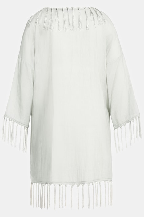 Blusen-Kimono, Fransen, Oversized, 3/4-Arm