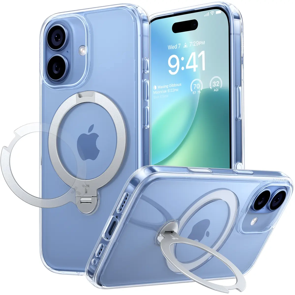 iPhone 17 Ostand 360° Spin MagSafe Hybrid Hardcase Hülle Ring Stand   Kickstand - Transparent
