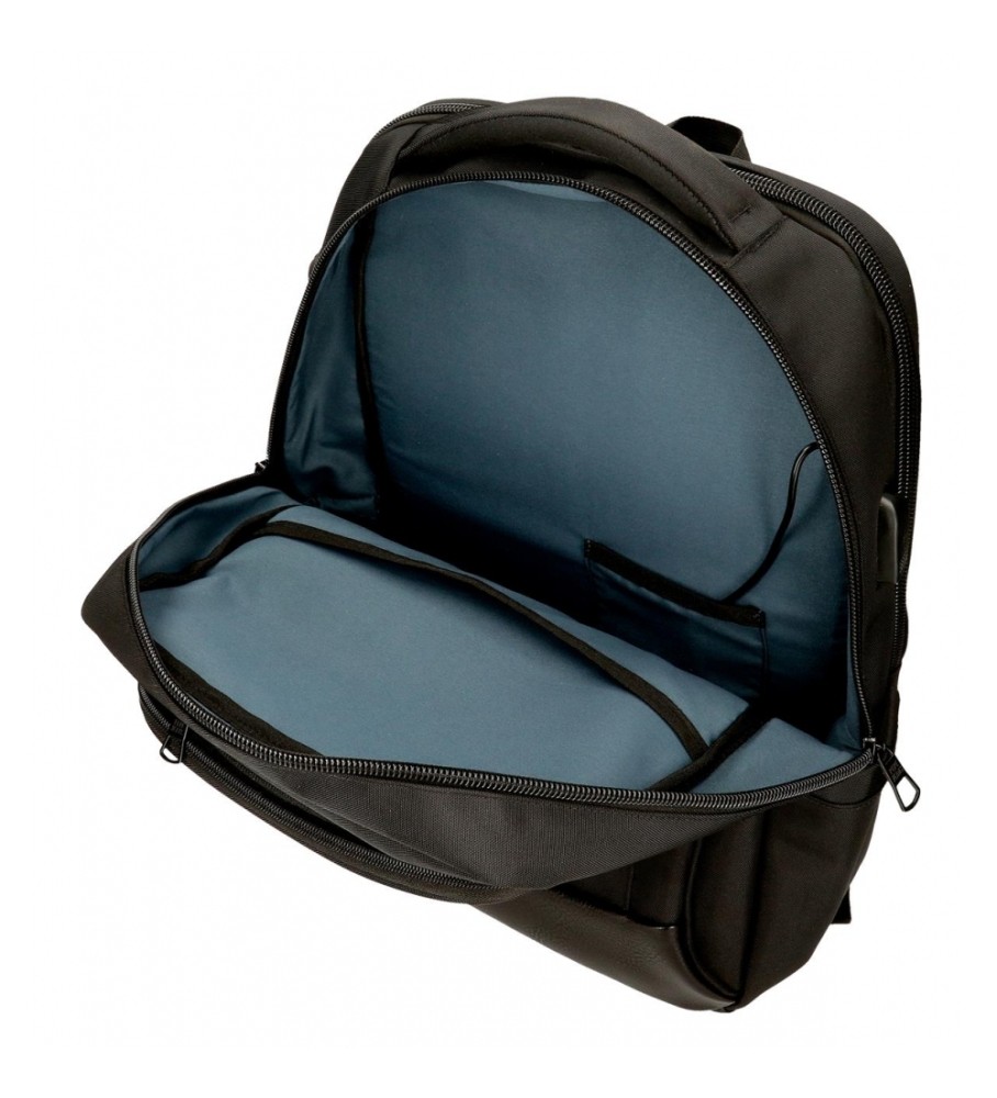 Mochila Pepe Jeans Leighton, adaptável com dois compartimentos, preta.