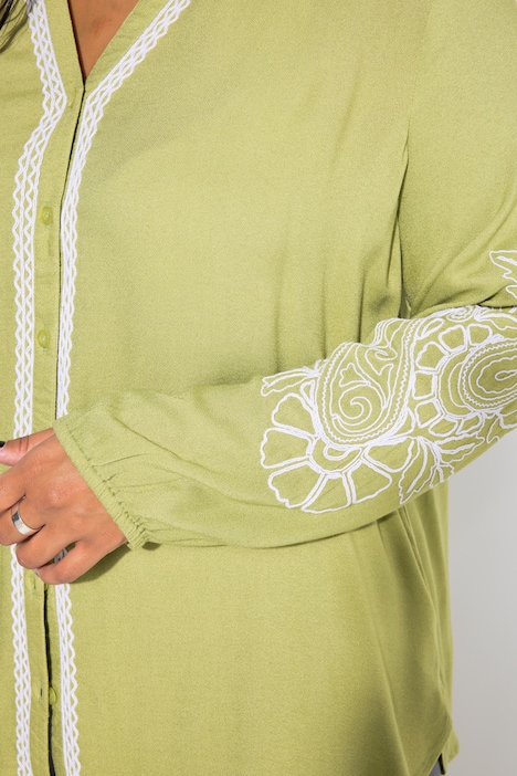 Bluse, Loose Shape, Stickereien,