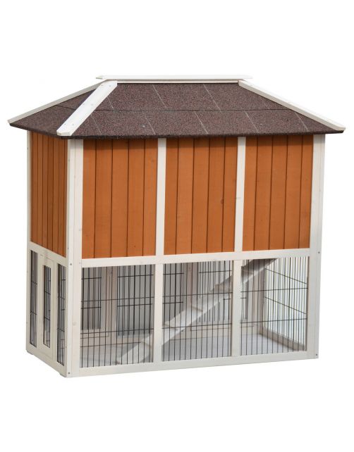 Homestyle Konijnenhok Palace - Dierenverblijf - 125x68x118 cm Wit Naturel