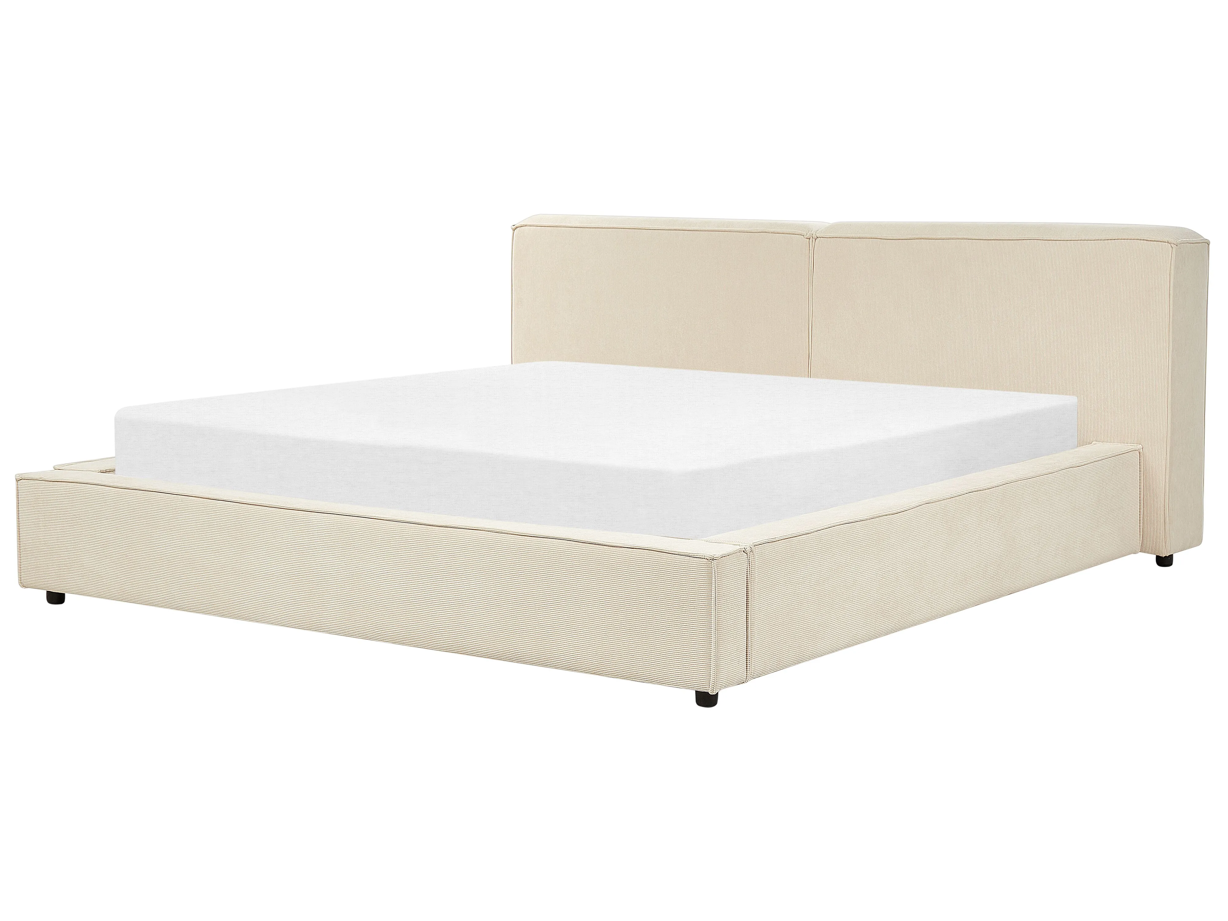 Bed Corduroy LINARDS 180 x 200 cm Beige