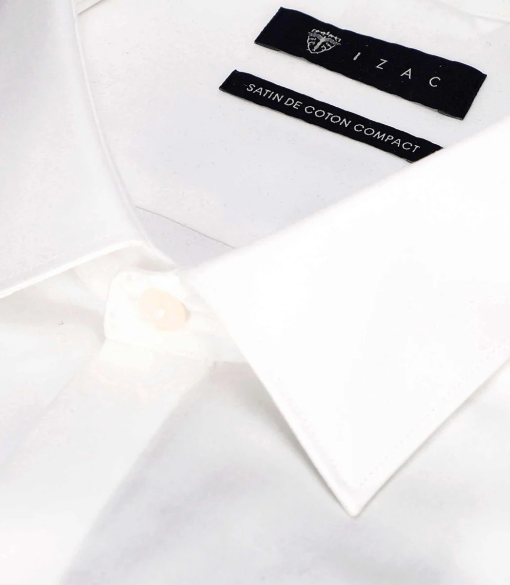 Chemise slim en satin de coton blanc SATINMIXTESLIM