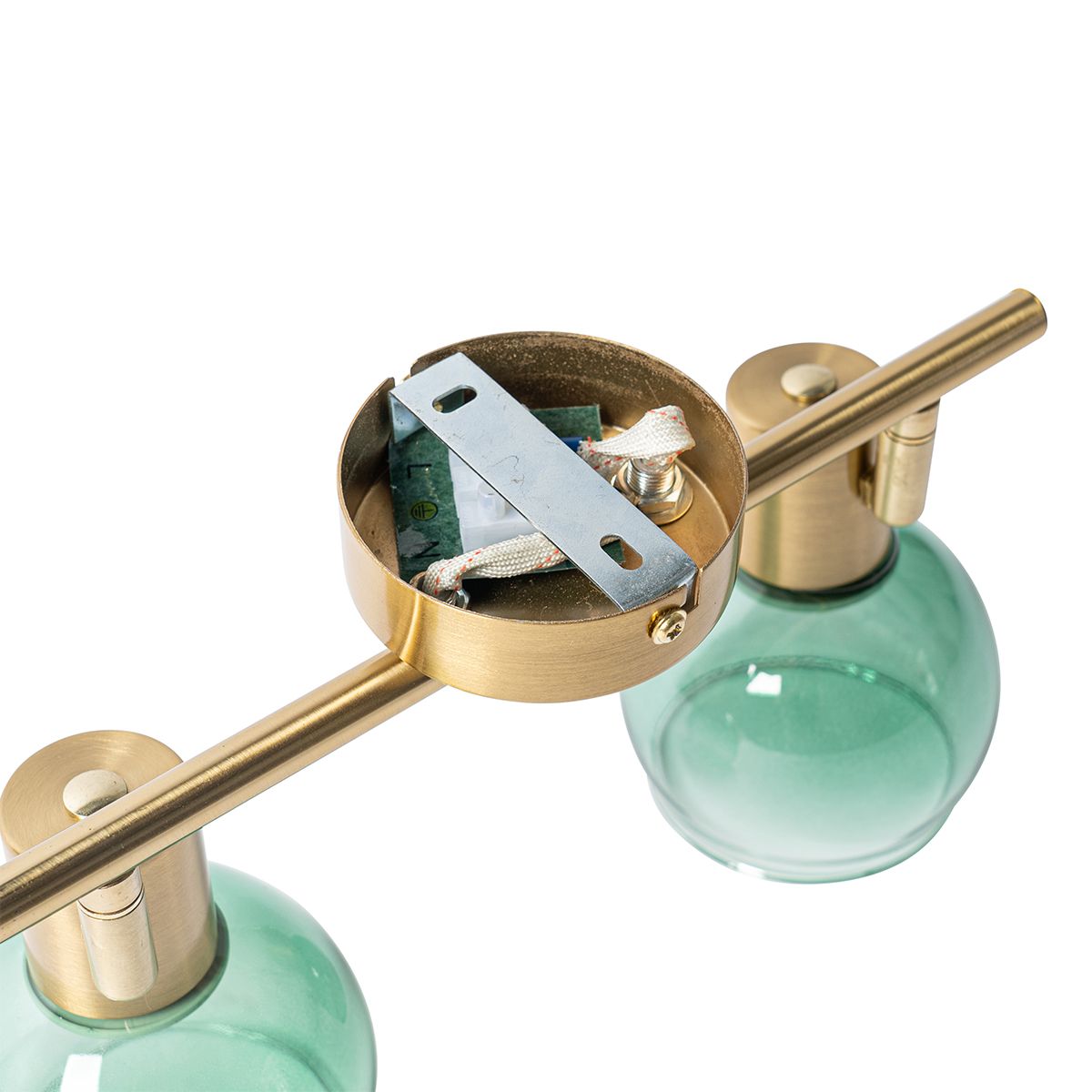Art Deco spot goud met groen glas 2-lichts - Vidro
