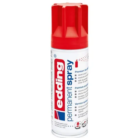 edding 5200 Permanent Spray Premium-Acryllack, seidenmatt, 200ml, verkehrsrot