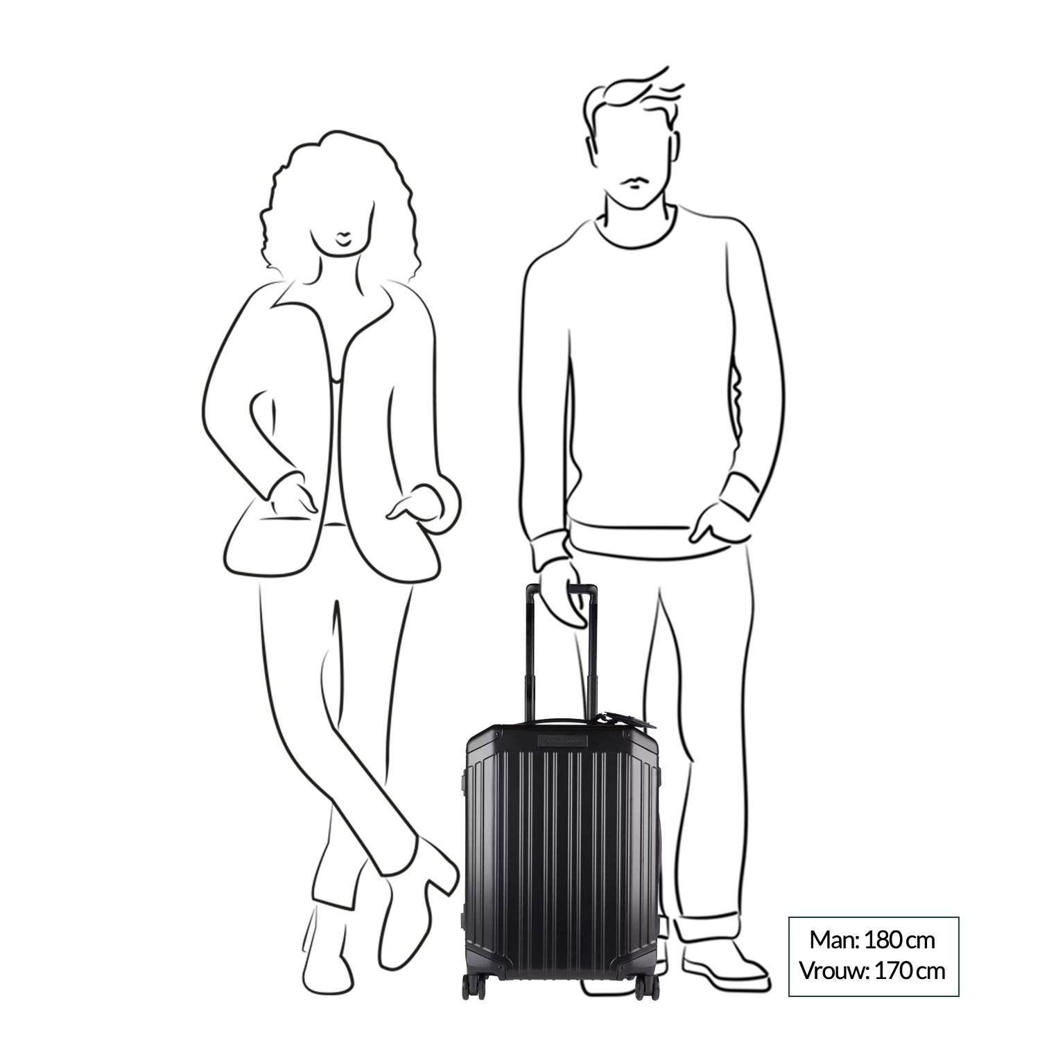 Piquadro Alu Slim 4 Wheel Cabin Trolley black