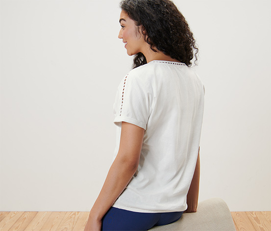 Blusenshirt mit Crochet-Tape, weiß