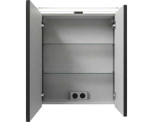 Pelipal Sunline 121 badkamermeubelset (B x H x D 61 x 200 x 46 cm), antraciet fronten, met mineraal gegoten wastafel, badmeubel en spiegelkast met LED-verlichting