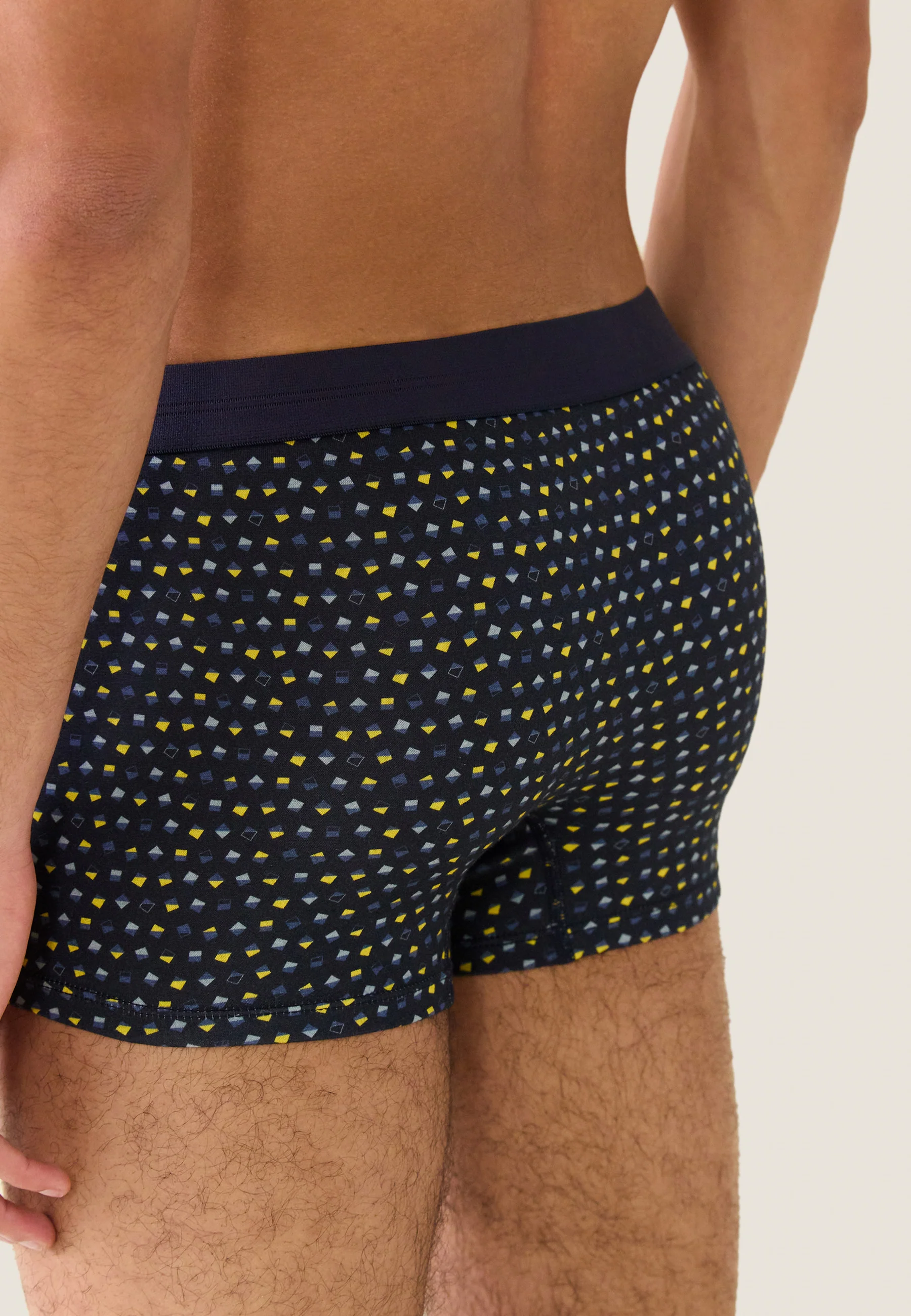 Boxer en coton-Marius Imprimé Petit Carres Marine Cire