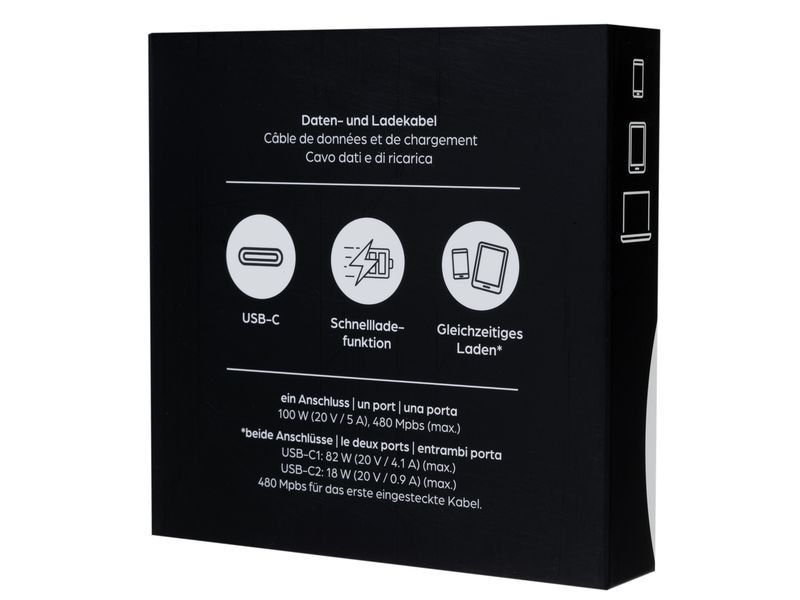 onit USB 2.0-Y-Kabel USB C - USB C, 1.5 m USB Y-Kabel mit einer Ladeleistung von bis zu 100 W