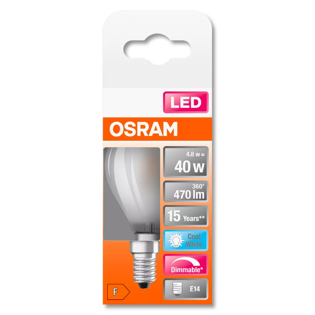 LED-Tropfen matt E14/ 4,8Watt/ Energie F