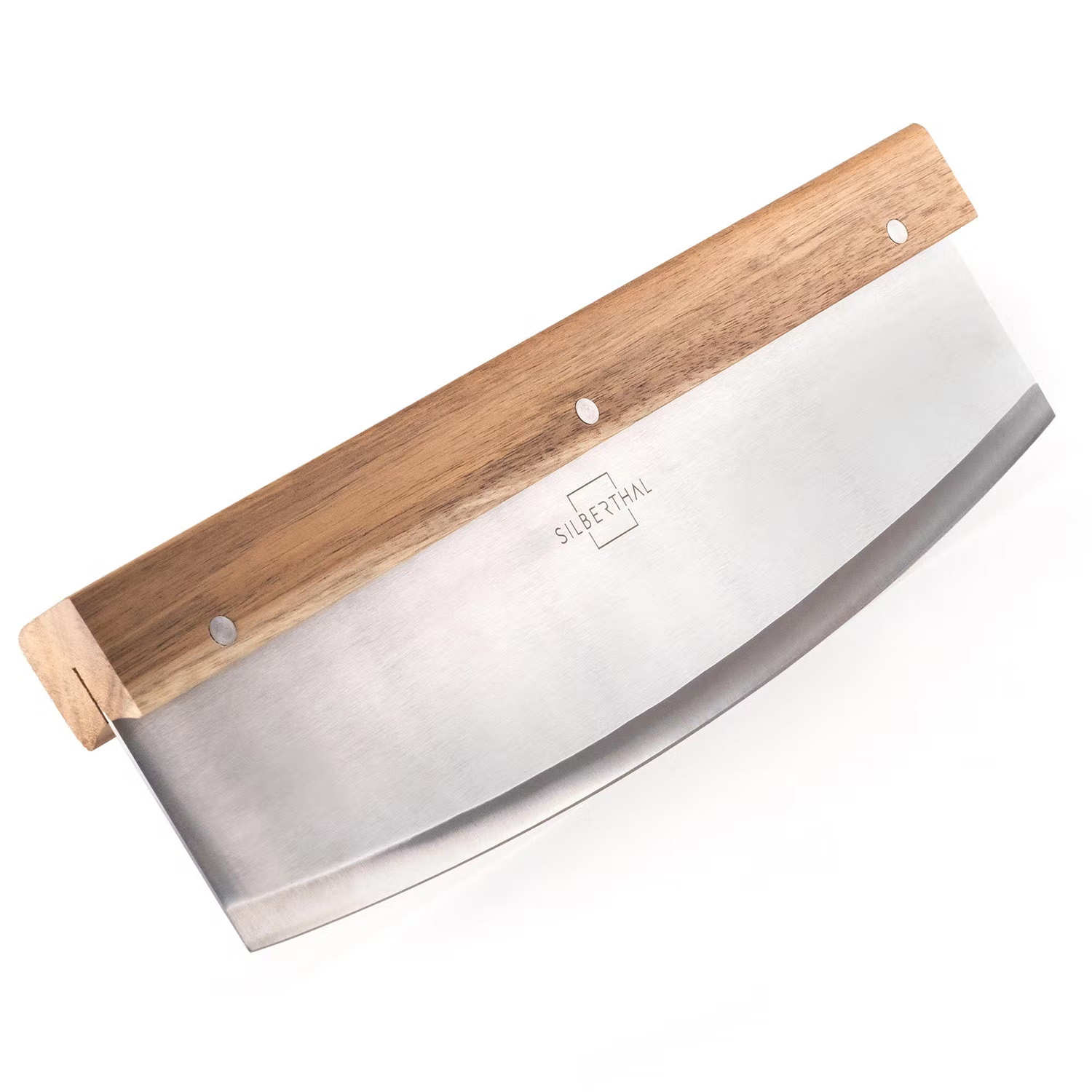 Couteau à pizza extra large en acier inoxydable et bois 33cm