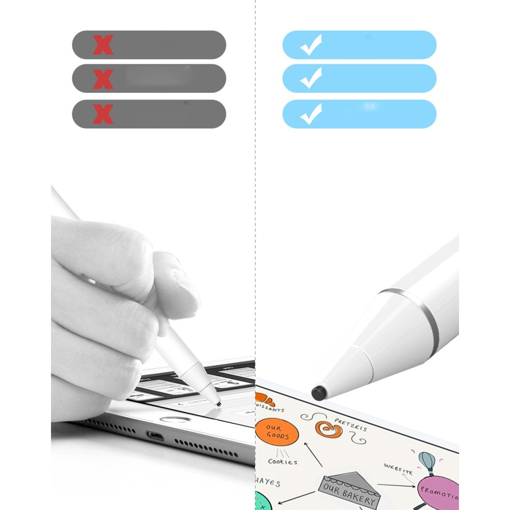 Aluminium Stylus Touch Pen mit extra feiner Spitze (IOS / Android) - Weiss