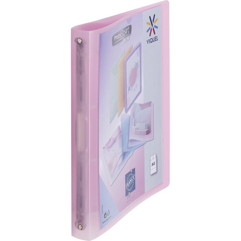 Classeur 4 anneaux plastifié Viquel Propysoft personnalisable A4 - Dos 3,5 cm couleurs assorties translucides